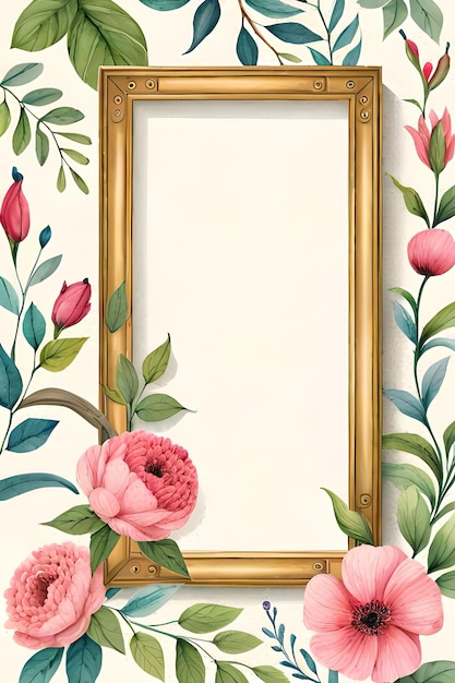 Watercolor Pastel Floral Vertical Empty Photo Frame