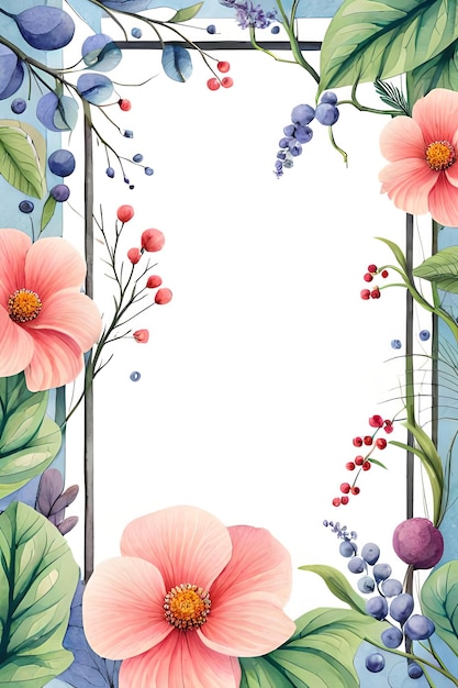 Watercolor Pastel Floral Vertical Empty Photo Frame