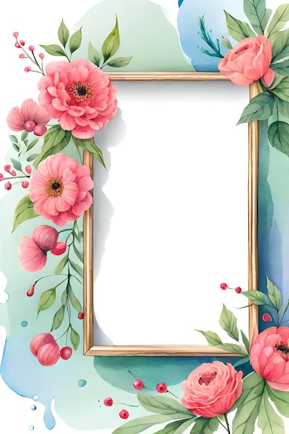 Watercolor Pastel Floral Vertical Empty Photo Frame