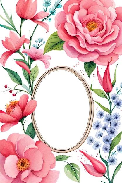 Watercolor Pastel Floral Vertical Empty Photo Frame