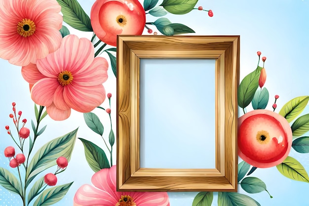 Watercolor Pastel Floral Vertical Empty Photo Frame