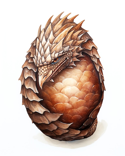 Акварельное пастельное яйцо красного дракона