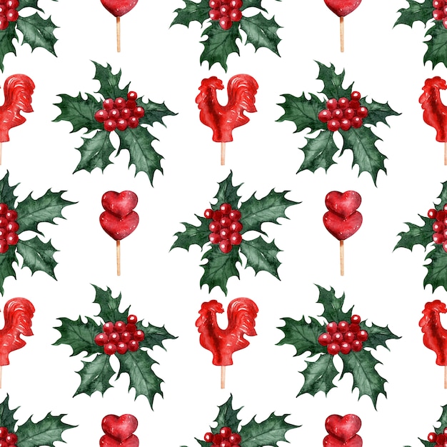 Watercolor pattern Christmas holiday sweets