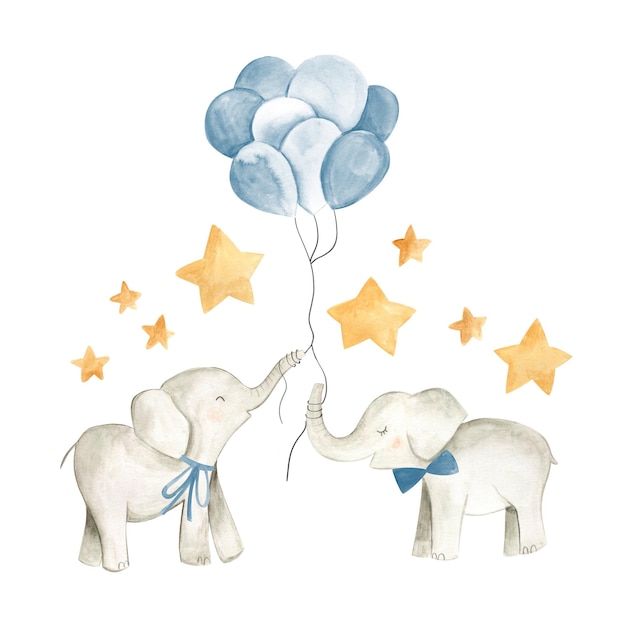 Watercolor pattern with elephant