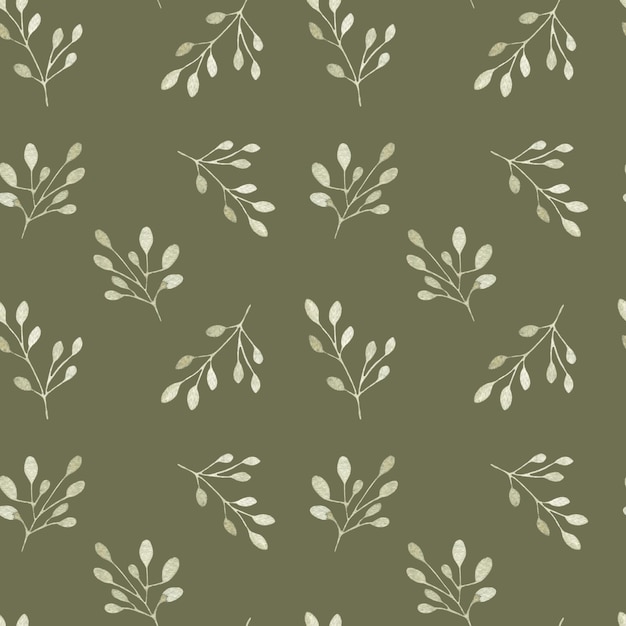 Watercolor pattern with golden leaves twigs with leaves\
botanical illustration