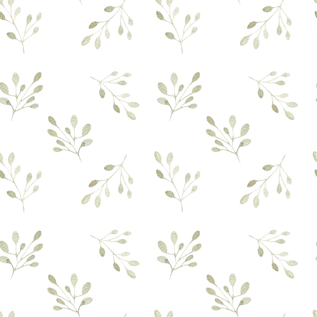 Watercolor pattern with golden leaves twigs with leaves\
botanical illustration