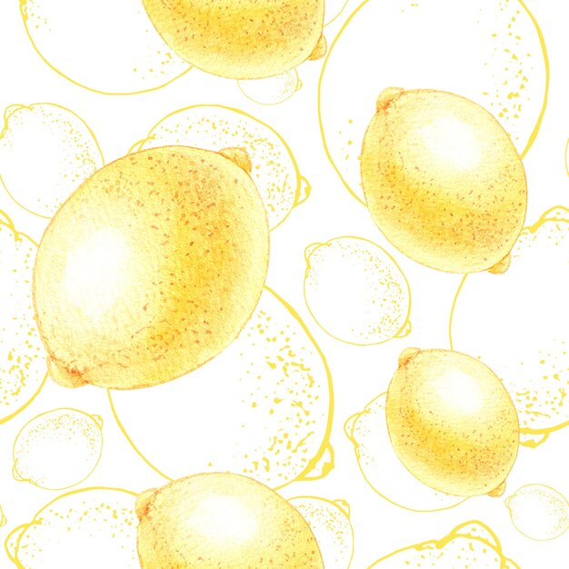 Photo watercolor pattern with lemons