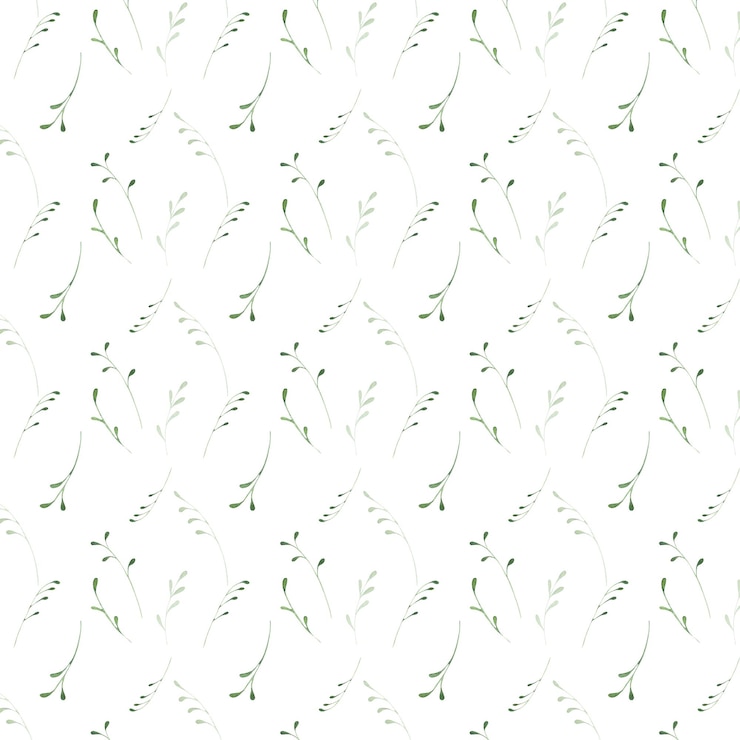 Photo watercolor pattern with minimalistic twigs leaves pattern grass print handdrawn watercolor nature motifs