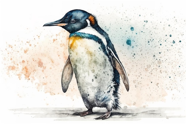 Watercolor penguin illustration white backgroundGenerative AI