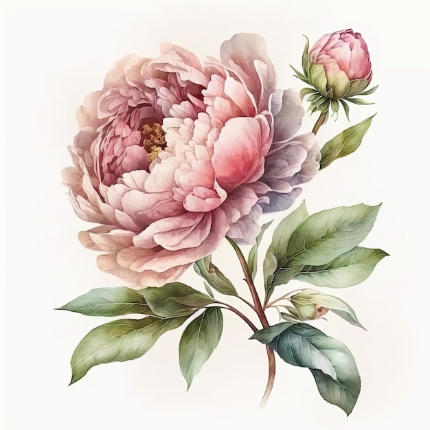 Watercolor peonies illustration Wedding invitation Botanical art print