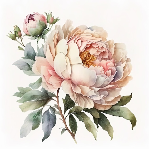 Watercolor peonies illustration Wedding invitation Botanical art print