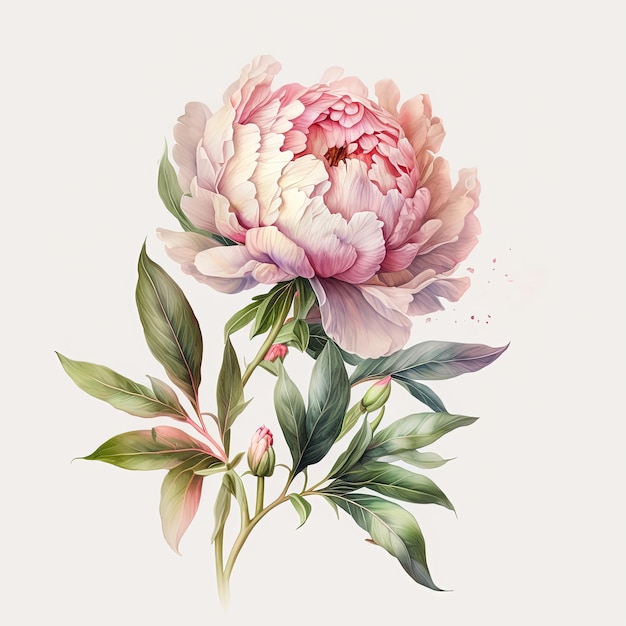 Watercolor peonies illustration Wedding invitation Flowers art