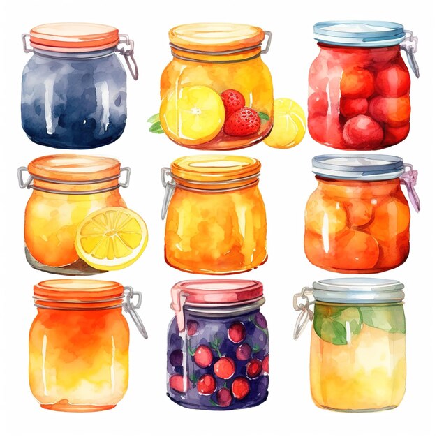 Watercolor Pickled Pickles isolate on white background