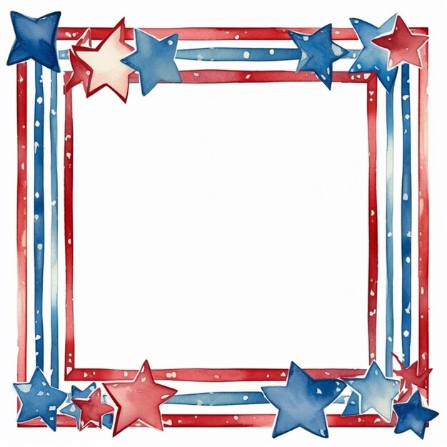 Photo a watercolor picture of a patriotic frame with stars generative ai