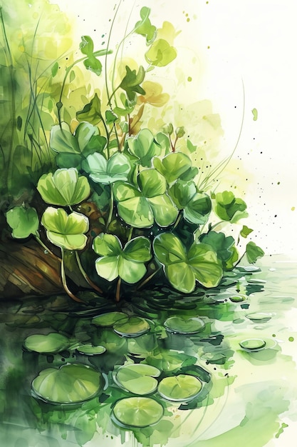 Watercolor pictures for St Patricks Day Ireland