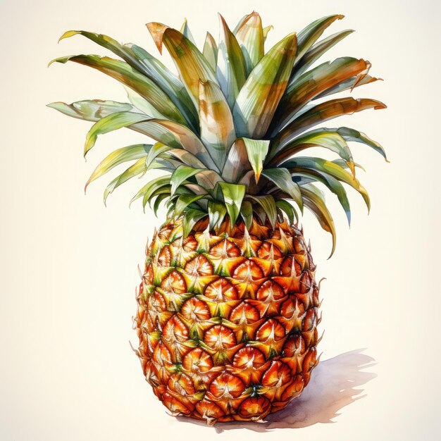 Photo watercolor pineapple clipart illustration generative ai