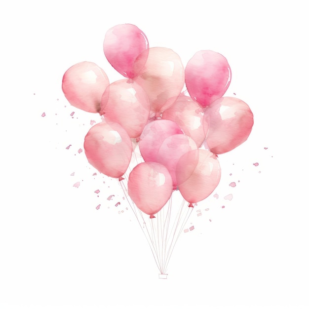 Photo watercolor pink balloons vector illustration isolated on a white background