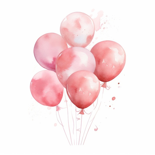 Photo watercolor pink balloons vector illustration isolated on a white background