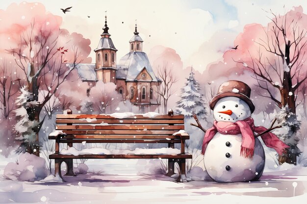 Photo watercolor pink christmas background