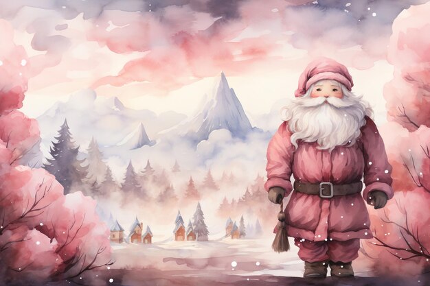 Photo watercolor pink christmas background