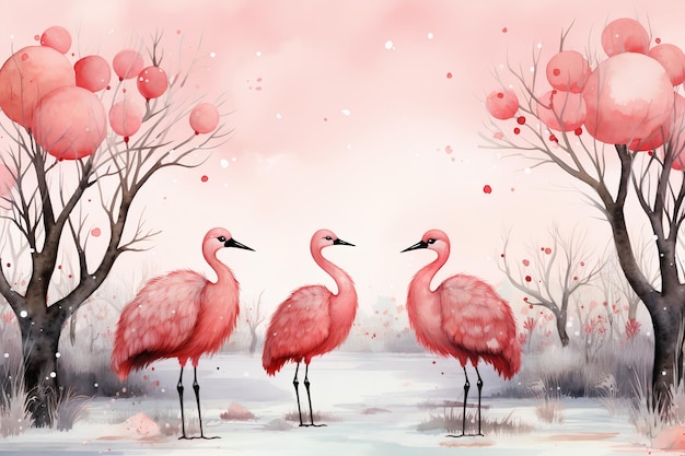 Photo watercolor pink christmas background