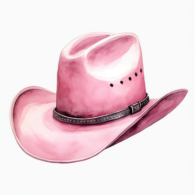 watercolor pink cowboy hat western wild west cowboy desert illustration clipart