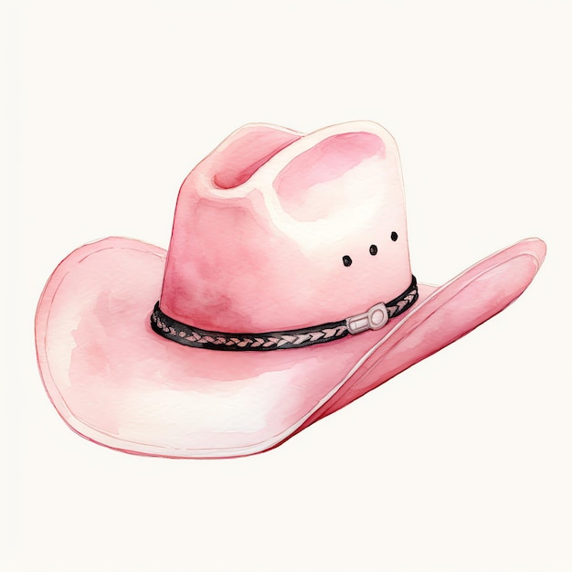 watercolor pink cowboy hat western wild west cowboy desert illustration clipart