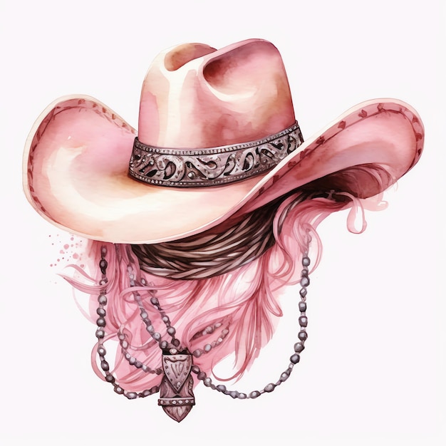 Photo watercolor pink cowgirl bandana western wild west cowboy desert illustration clipart
