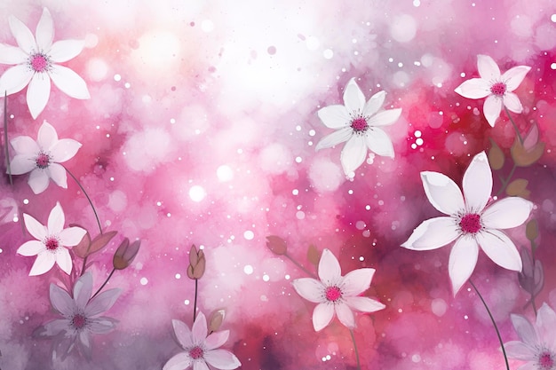 Watercolor pink floral background Generative Art