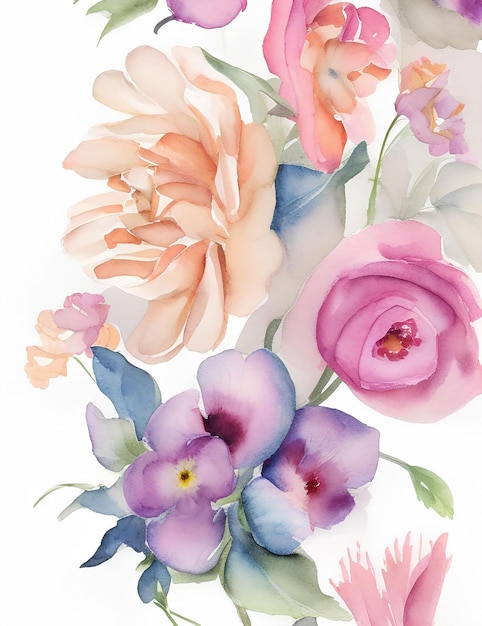 watercolor pink flowers