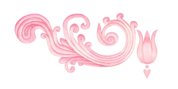 写真 水彩のピンクのレンズパターン ボーダーフレーム バナーデザイン 結婚式 誕生日 バレンタインデー