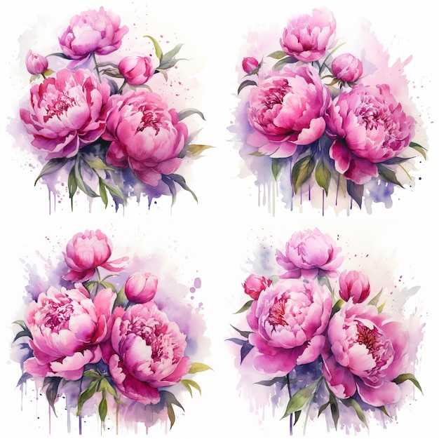 Watercolor Pink Peonies