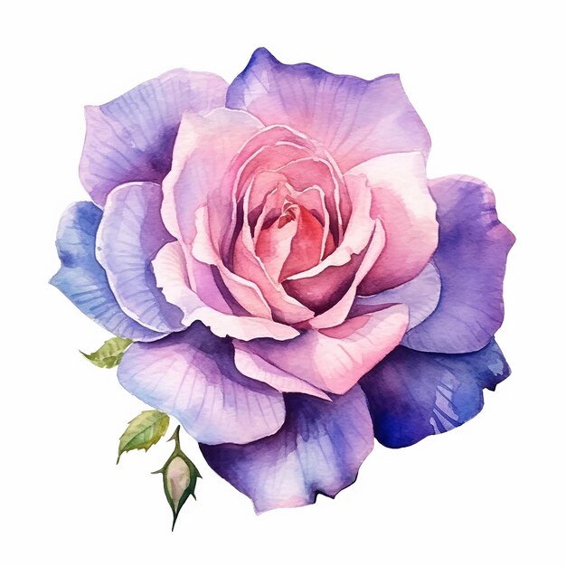 Watercolor pink rose flowers isolated on white backgroundPink rose Watercolor Illustration Isola