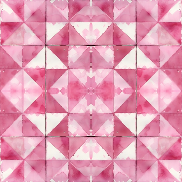 写真 水彩のピンクのシームレスタイル スペインのパターンタイルコレクション 装飾的な背景