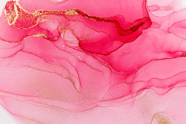 Watercolor pink waves and swirls with golden layers