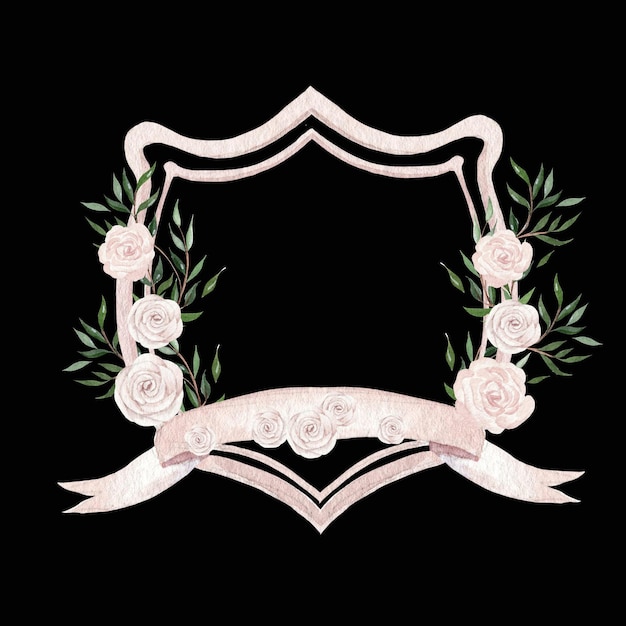 Watercolor pink wedding emblems