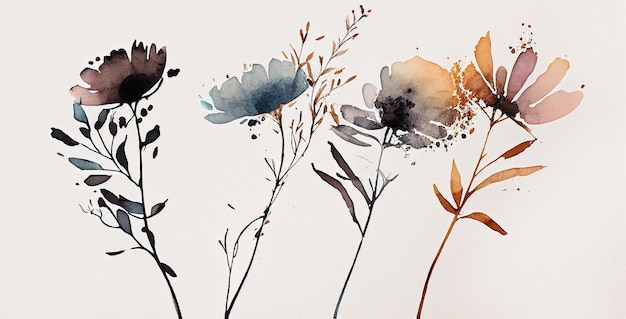 Watercolor Plane minimalist subtle flowersGenerative AI