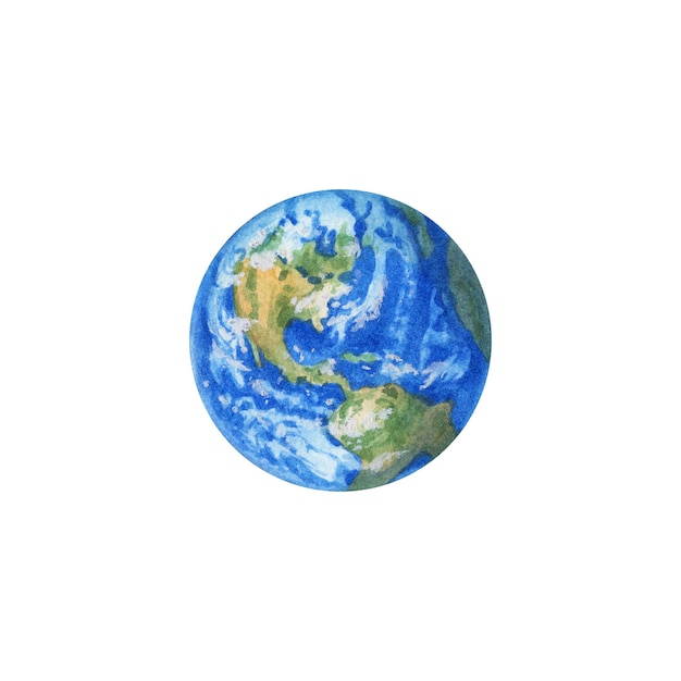 watercolor planet earth on white background