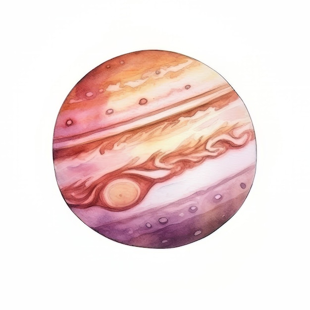 Watercolor planet isolated on white background