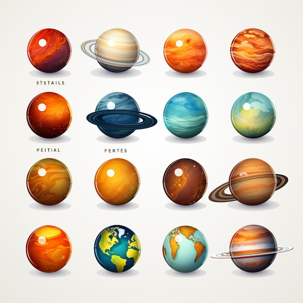 Photo a watercolor planets on white background