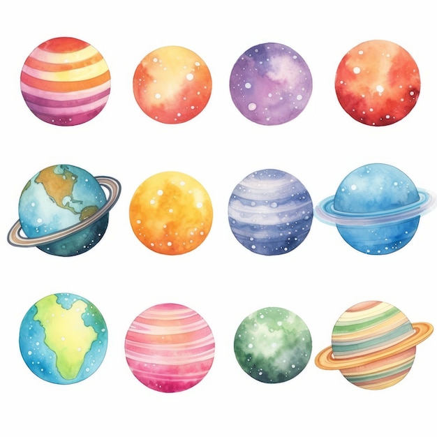 watercolor planets