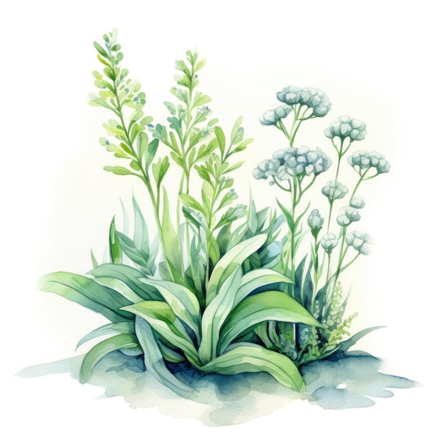 白い背景の水彩画の植物のイラスト