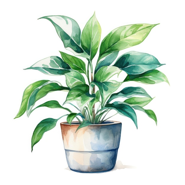 Watercolor Plant Illustration on White Background