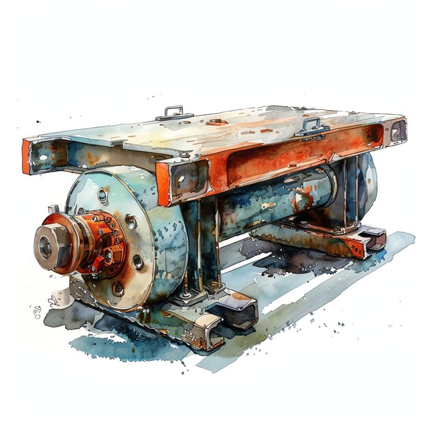 Photo watercolor pneumatic roller construction vehicles