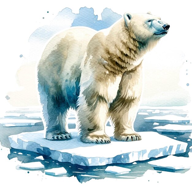 Watercolor Polar Bear jpg tropical animals