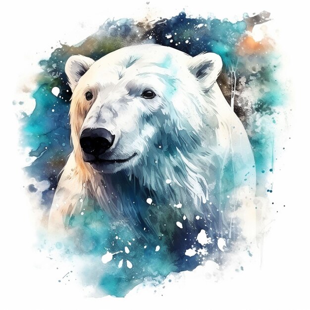Акварельная картина белого медведя