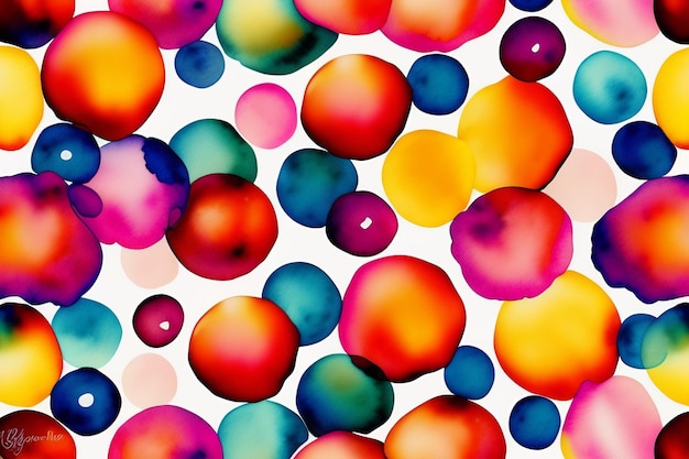 Watercolor polka dots pattern