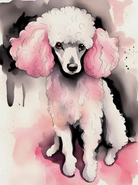 Watercolor Poodle Dog Painting