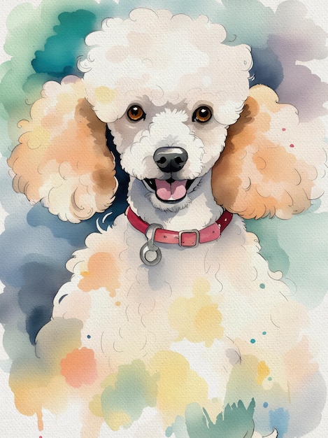 Watercolor Poodle Dog Painting