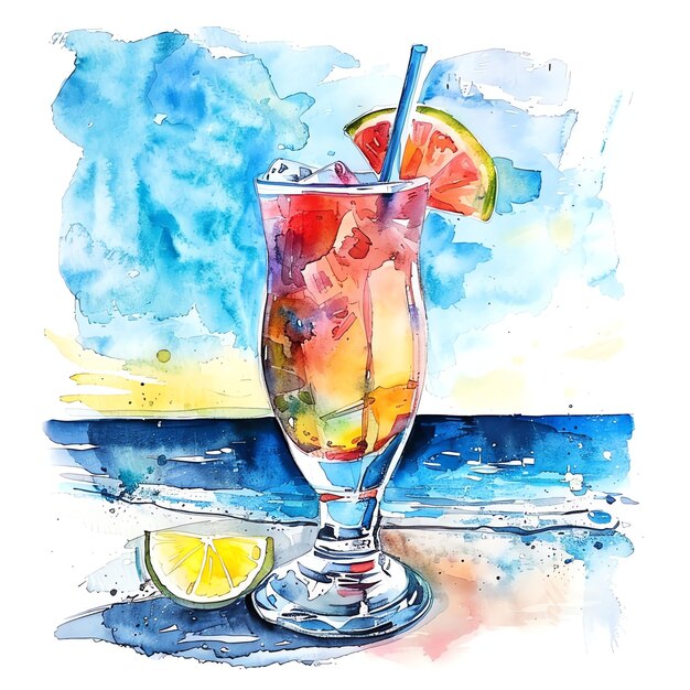 Foto aquarello bar blender vicino alla piscina tempo di vacanza del resort